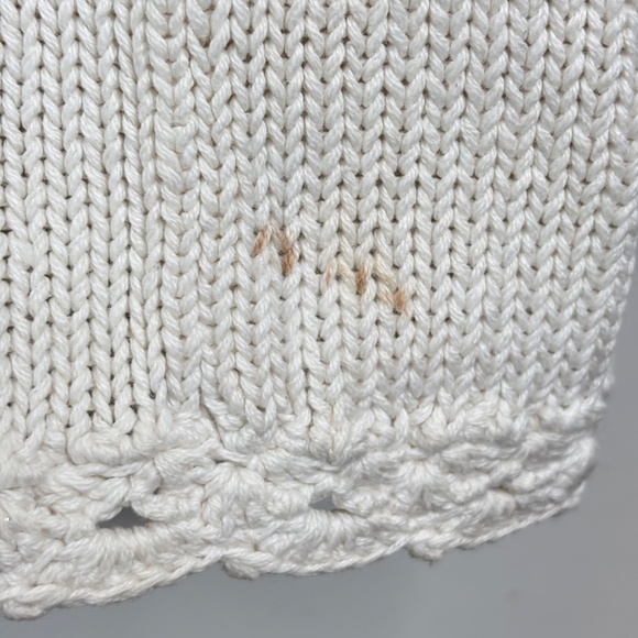 VTG 90s Granny Cardigan L Embroidered Floral Bobble Cottage Granny Chunky Ivory - Picture 5 of 10